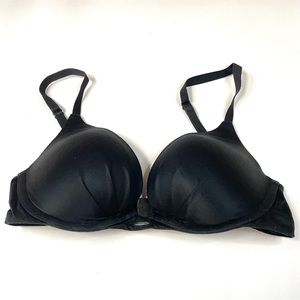 Fabulous Victorias Secret 32C Plunge Bra Padded Solid Black Underwire #1515